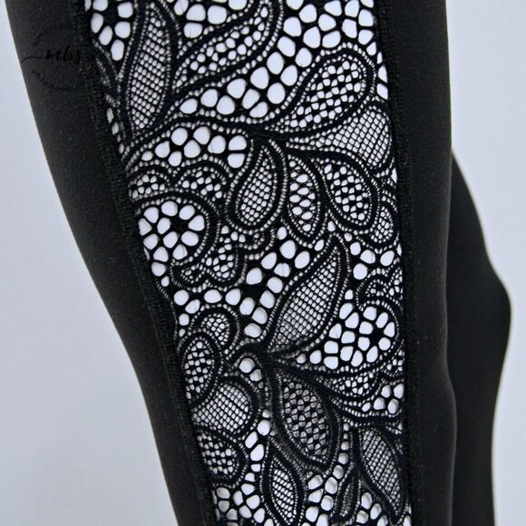 Beyond Yoga High Waisted Mesh Crochet Leggings Black Women S - Picture 9 of 10